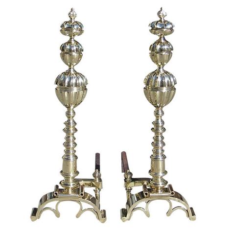 Pair Of Dutch Brass Andirons Renaissance 17th Century At 1stdibs