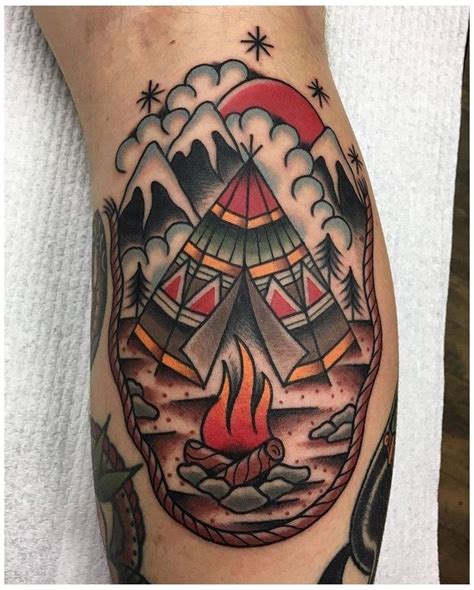 100 Best Traditional Tattoos Of All Time Traditional Camping Tattoo