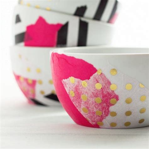 Jazz Up Plain White Bowls With Tissue Paper And Mod Podge In Under 20