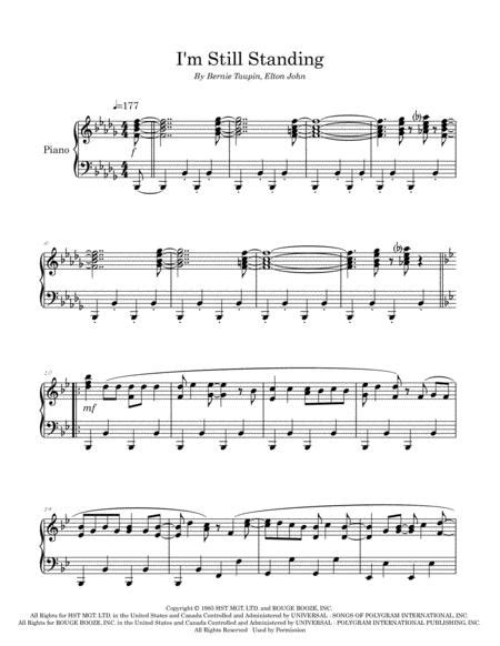 I M Still Standing Arranged For Piano Solo Free Music Sheet