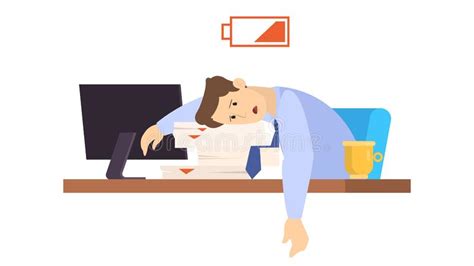Tired Man In The Office Employee With Lack Of Energy Stock Vector