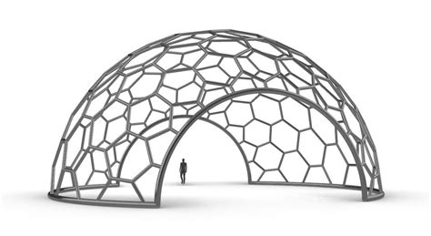 Hexagonal Dome Structure Geodesic Like Wireframe Design V2 3d Model