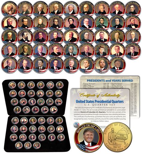 All 46 United States Presidents Full Coin Set 24k Gold Plated Dc