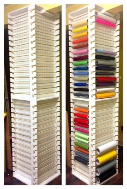 You probably stock up on all those little crafty things like glitter and googly eyes. vinyl roll storage solutions | Craft room organization ...