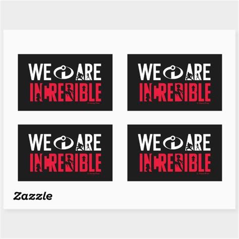 Four Red And Black Stickers With The Words We Are Incredible In