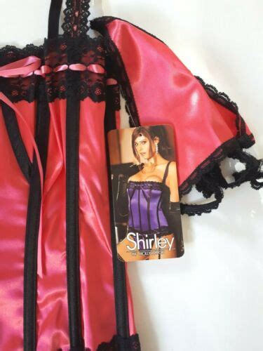 Shirley Of Hollywood Hot Pink Satin Bustier And Thong 32 34 36 38 Basques