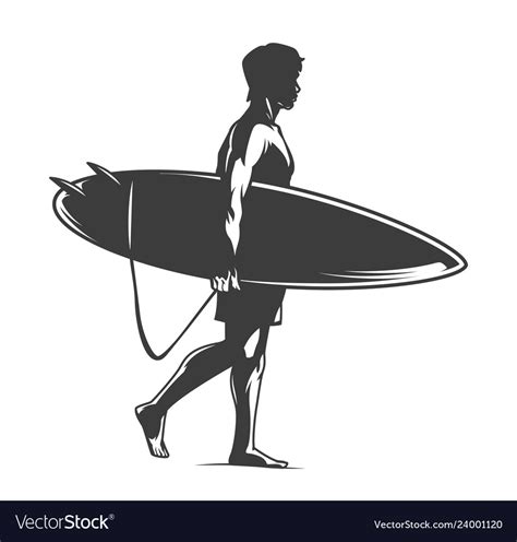 Surfer Holding Surfboard Royalty Free Vector Image