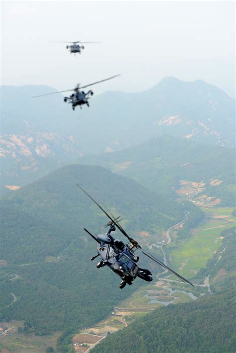 Republic Of Korea Air Force Hh 60 Search And Rescue Helicopters Flying