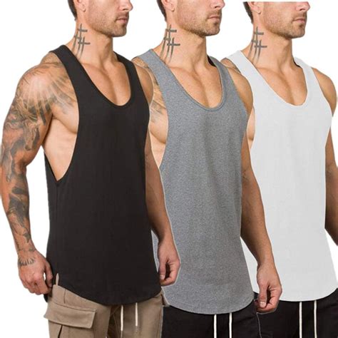 Pack Mens Muscle Shirts Sleeveless Dri Fit Gym Workout Tank Top