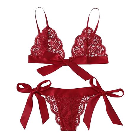 Dndkilg Womens Sexy Lingerie Teddy Bow Bra And Panty Sets Lace