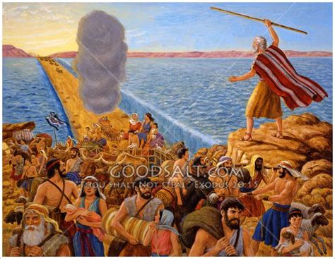 The Israelites Cross The Miraculously Parted Red Sea With The Egyptian