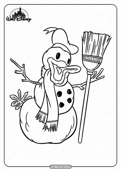 Duck Donald Coloring Snowman Printable Leave