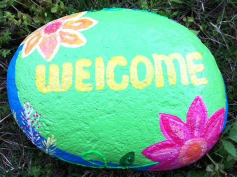 Welcome Painted Rock By Christy Anderson Painted Rocks Rock Plants Rock