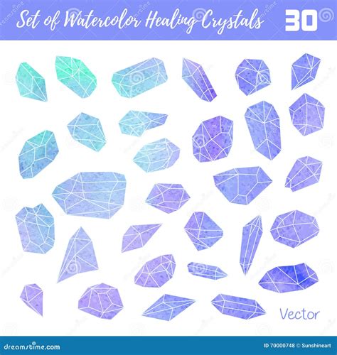 Watercolor Vector Gemstones Healing Crystals Stock Vector