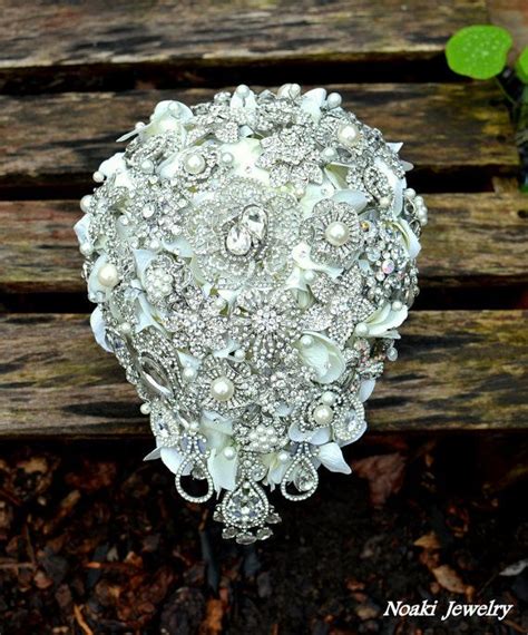 Peony And Pearls Cascading Teardrop Brooch Bridal Wedding By Noaki