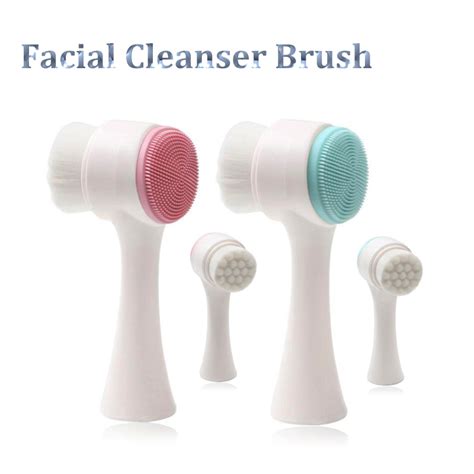 double sided silicone skin care tool facial cleanser brush face cleaning vibration facial