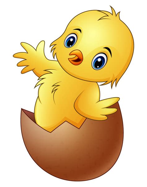 Pequeño Pollito De Dibujos Animados En La Cáscara De Huevo Cute