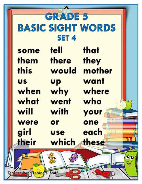Basic Sight Words For Grade 4