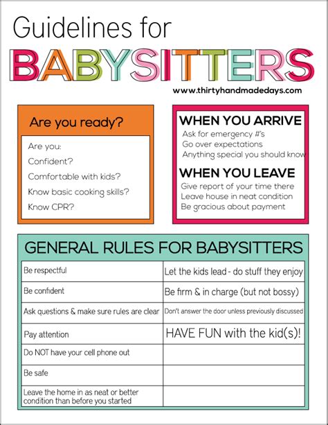 Guidelines For Babysitters Babysitting Classes Babysitting Hacks