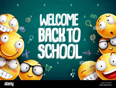 Smileys Back To School Vector Background Design Yellow Smiley