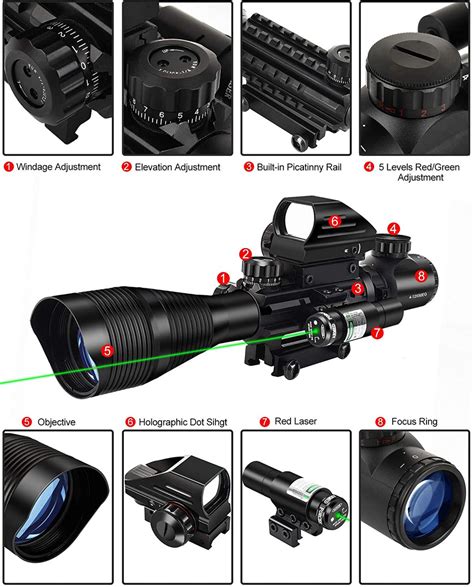 Midten Riflescope Combo 4 12x50eg Dual Illuminated Optics And Iiia2mw L