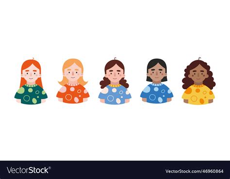 Avatars Of Multi Ethnic Girls European Korean Vector Image
