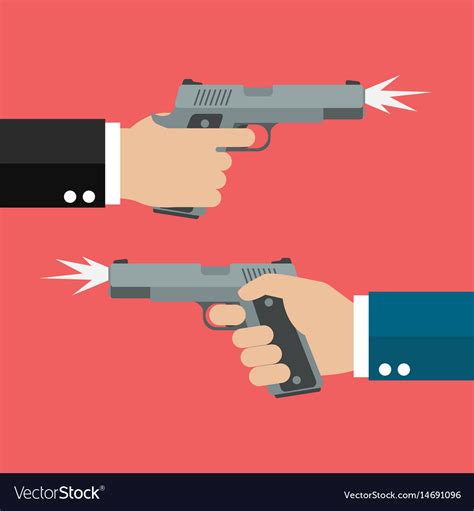 Two Hands Holding Handguns Royalty Free Vector Image