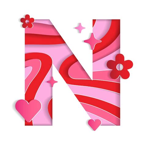 Premium Vector N Alphabet Valentines Day Love Character Font Letter