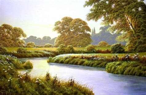 Terry Grundy Autumn Coming Landscape Painting River Wallpaper