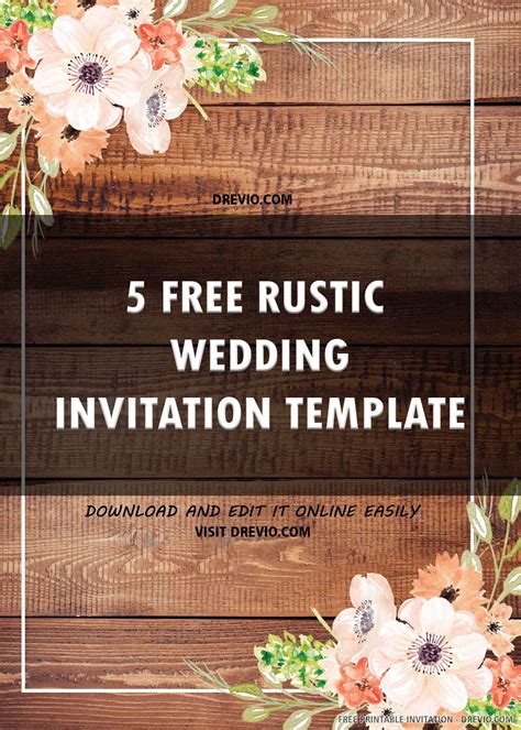 Printable Rustic Wedding Invitation Template Printable Templates