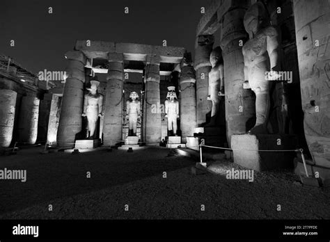 Night View Of The Statues Columns And Hieroglyphics Of The
