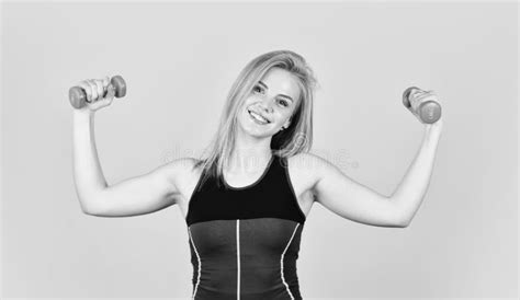 Fitness Girl Lifting Dumbbell In The Morning Healthy Young Fitness