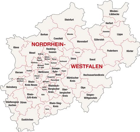 Deutschlandkarte Nordrhein Westfalen Mit Landkreisen
