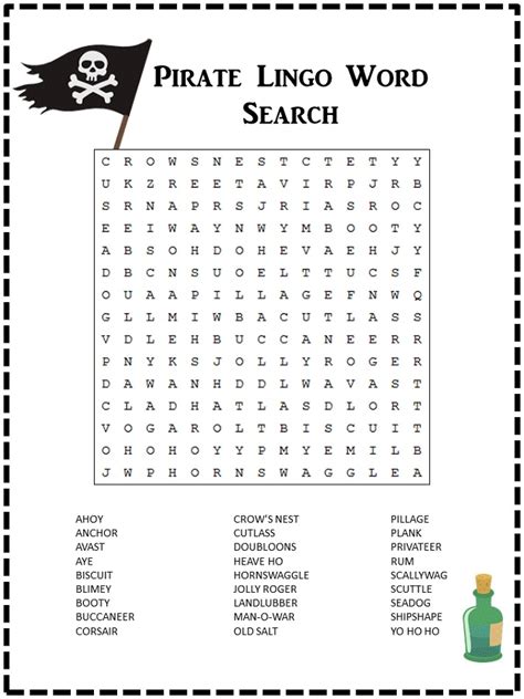 Pirate Word Search Printable K5 Worksheets