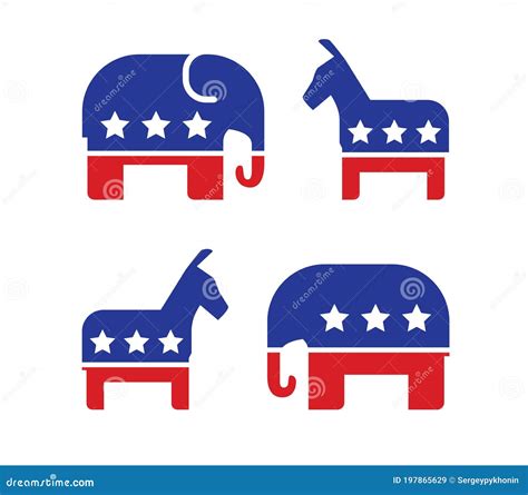 Democratic And Republican Political Symbols Election Voting Vector