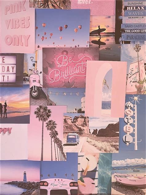 Pretty Peachy Pink Pastel Aesthetic Blue Wall Collage Kit Vsco Etsy