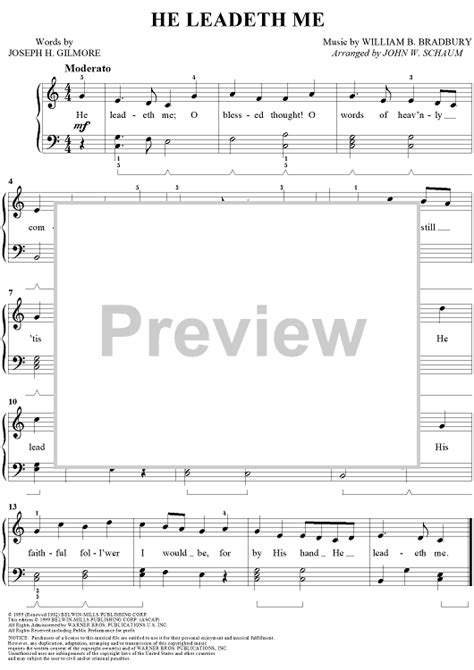 He Leadeth Me Sheet Music By John W Schaum For Easy Pianovocal