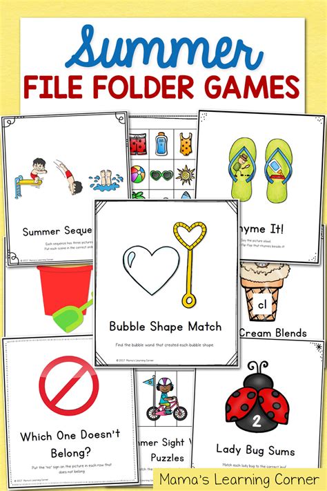 Summer File Folder Games - 10 Hands-On Activities for Preschool and