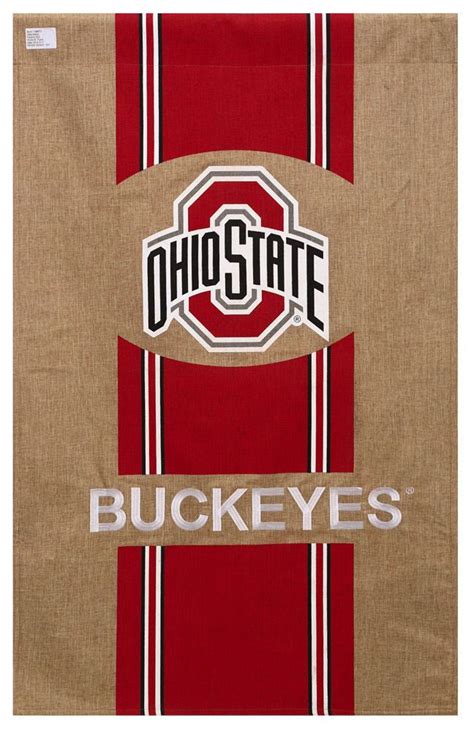 Burlap Ohio State University Buckeyes House Flag 29 X 43 Inches