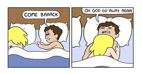 The 6 Stages Of Sharing A Bed With Your Partner Comics Funny Memes Cute Couples Cuddling
