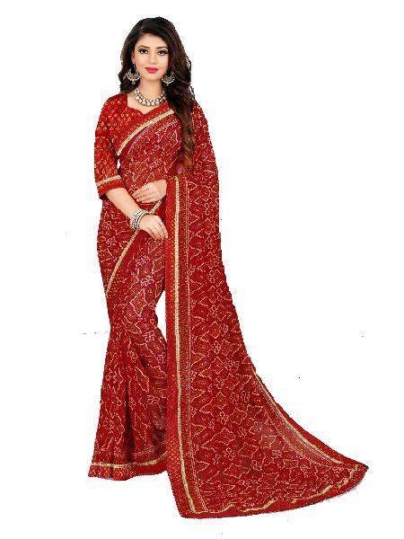 Womens Traditional Rajasthani Jaipuri Bandhani Bandhej Saree With