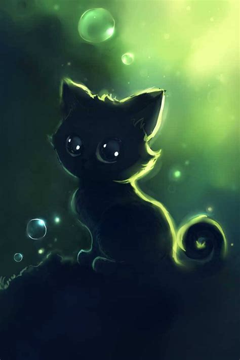 Abstract Animals Cute Cat Art Mobile Wallpaper Anime Cute Black Cat