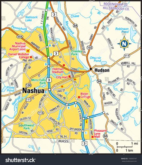Nashua New Hampshire Area Map Stock Vector Royalty Free 150035747