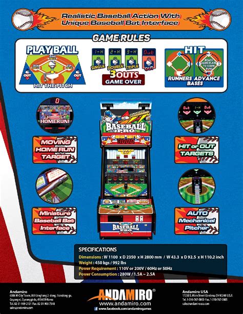 Brochure For Baseball Pro Arcade Andamiro Usa Arcade Game