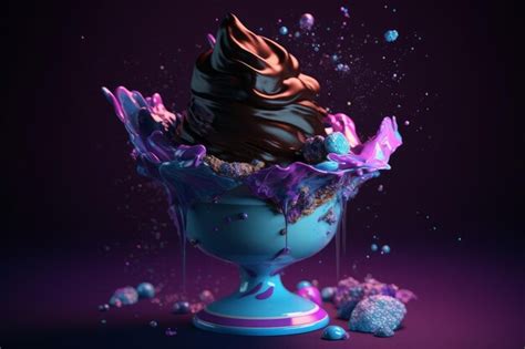 Premium Ai Image Chocolate Ice Cream Sundae With Chocolate And Sprinkles Generative Ai