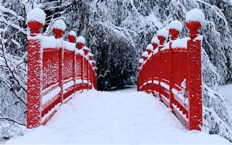 Free Download Red Bridge In Winter Wallpaper Photography Wallpapers