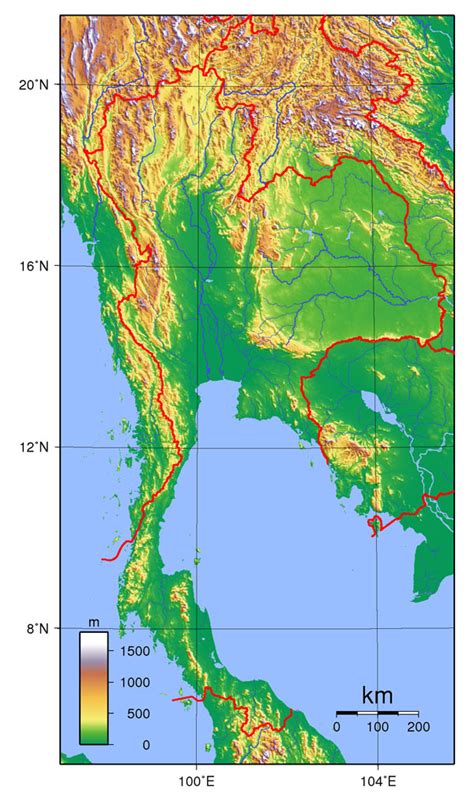 Large Detailed Topographical Map Of Thailand Thailand Large Detailed