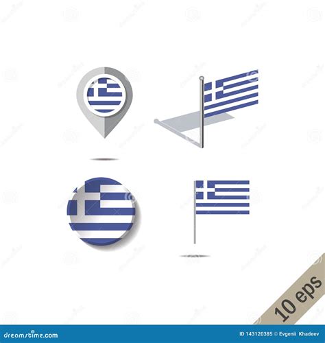 Map Pins With Flag Of Greece Stock Illustration Illustration Of