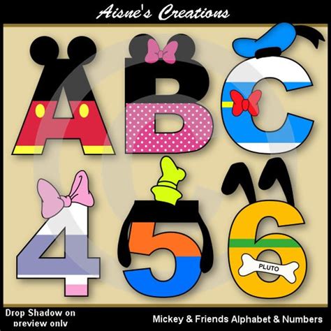 Mickey And Friends Alphabet Letters And Numbers Clip Art Pack Etsy