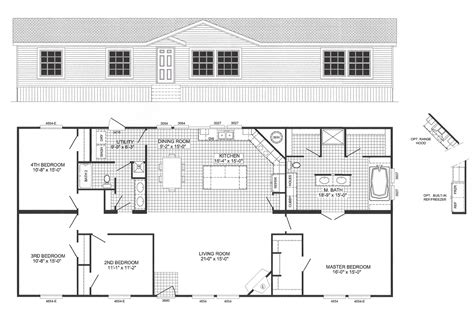 4 Bedroom Floor Plan B 6012 Hawks Homes Manufactured And Modular